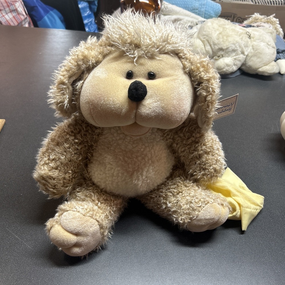 Adorable Brown Dog Plush W/ Tail 12" Stuffed Animal Chubby Cheeks All Stuffed Up